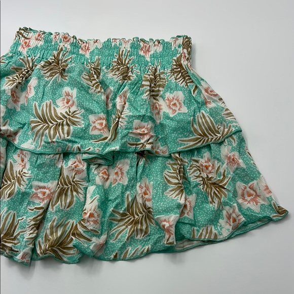 Body Glove Sally Skirt Small Floral Teal Mini Tiered Ruffle Elastic Waist Boho - Picture 6 of 10